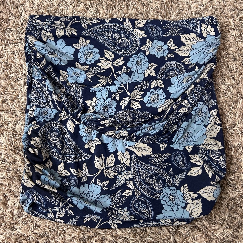 Free People Navy Blue Floral Paisley Tube Top